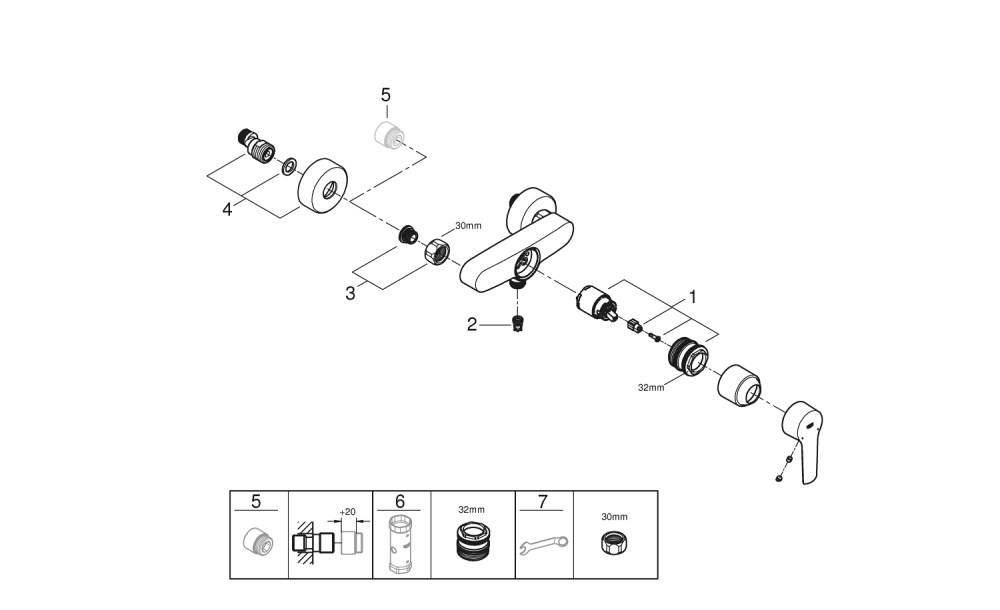 Baterie dus Grohe Start monocomanda, diverter, cartus ceramic, protectie anti-reflux, limitator temperatura, negru [4]