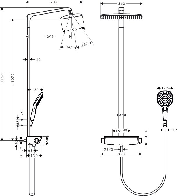 Showerpipe Hansgrohe Raindance Select 360 crom [4]