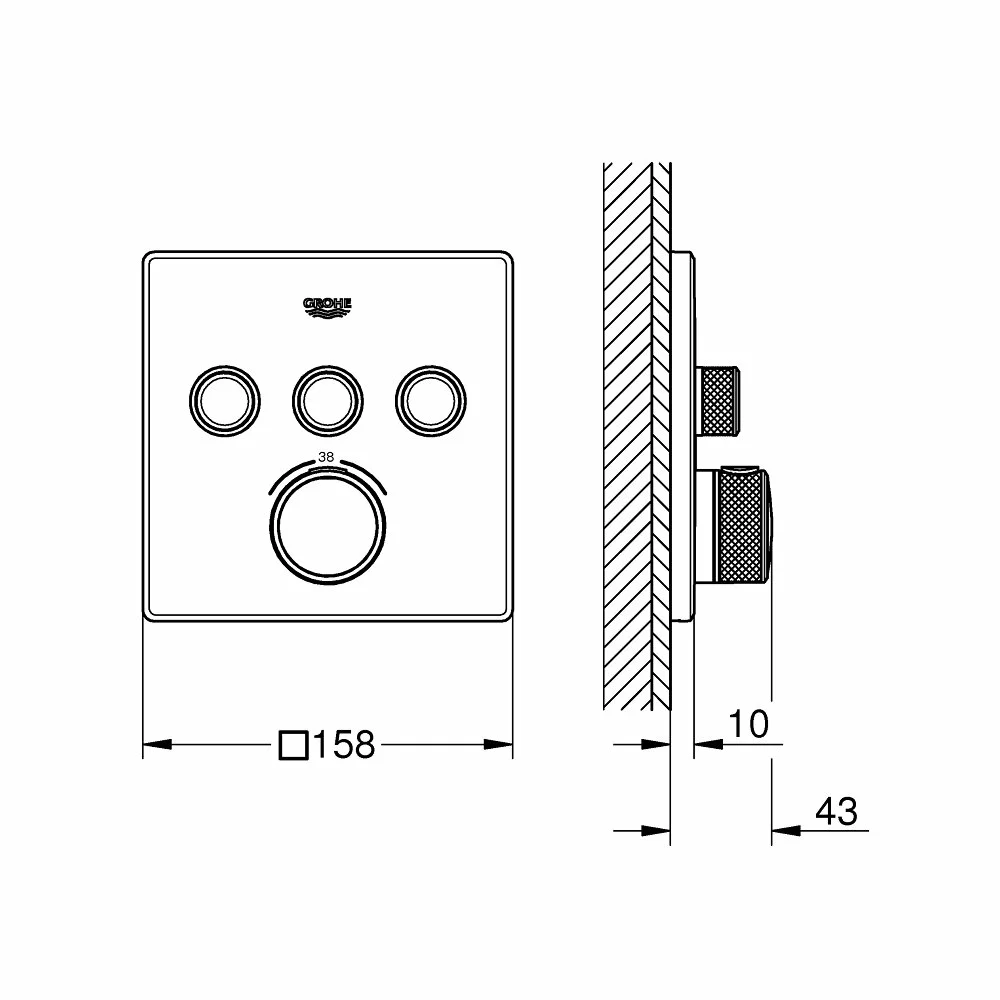 Baterie dus termostatica patrata 3 iesiri Grohe Grohtherm SmartControl [5]