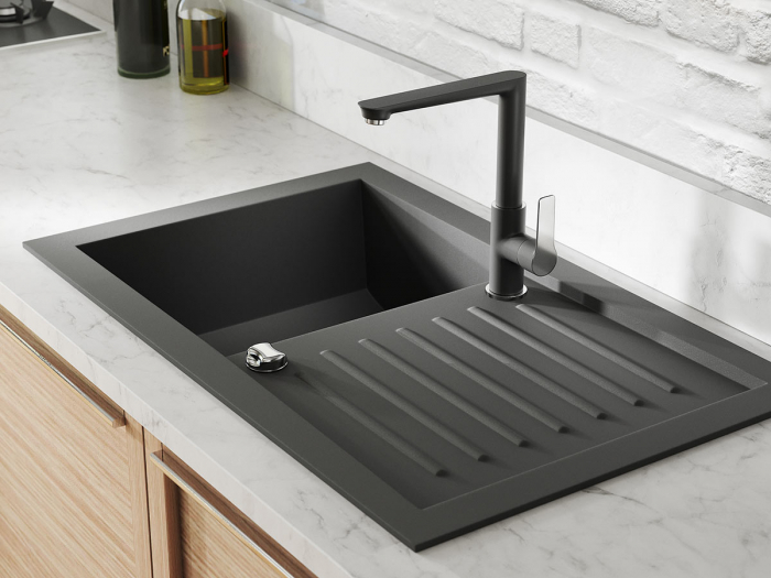 Baterie stativa spalator Ferro Adore, negru/crom cu pipa inalta [3]