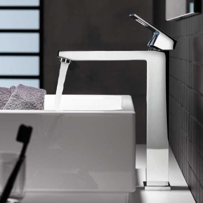 Baterie lavoar inalta montare blat cromata furtunuri flexibile Grohe Eurocube [4]