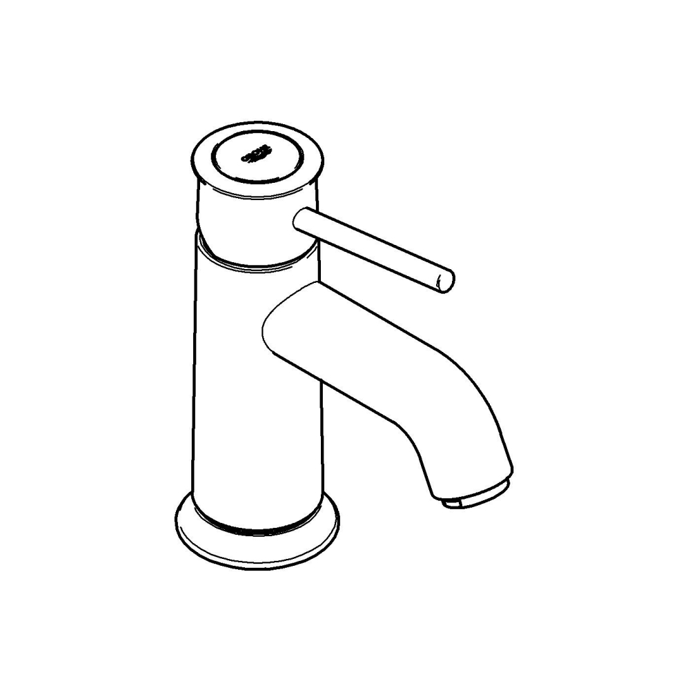 Baterie lavoar Grohe bauclassic corp neted, monocomanda, cartus ceramic, fara set evacuare, crom [2]