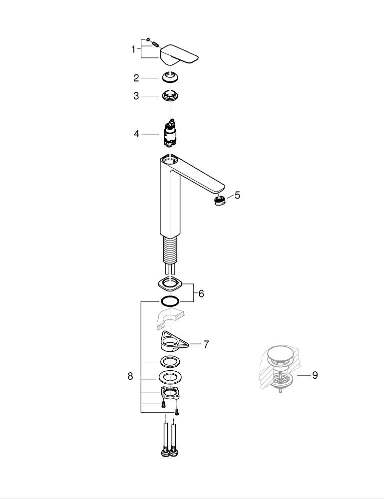 Baterie lavoar Grohe Concetto SilkMove XL monocomanda, fara set de evacuare, cartus ceramic, crom [4]