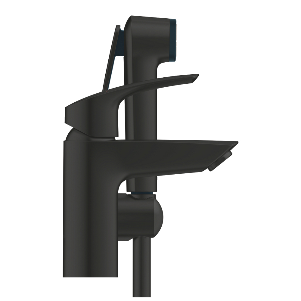 Baterie lavoar Grohe cu set dus Grohe Eurosmart SilkMove S monocomanda, cartus ceramic, dus igienic, negru [2]