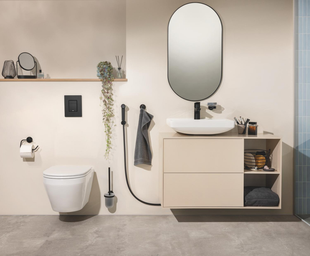 Baterie lavoar Grohe cu set dus Grohe StartEdge M monocomanda, cartus ceramic, fara set evacuare, dus igienic, negru [8]