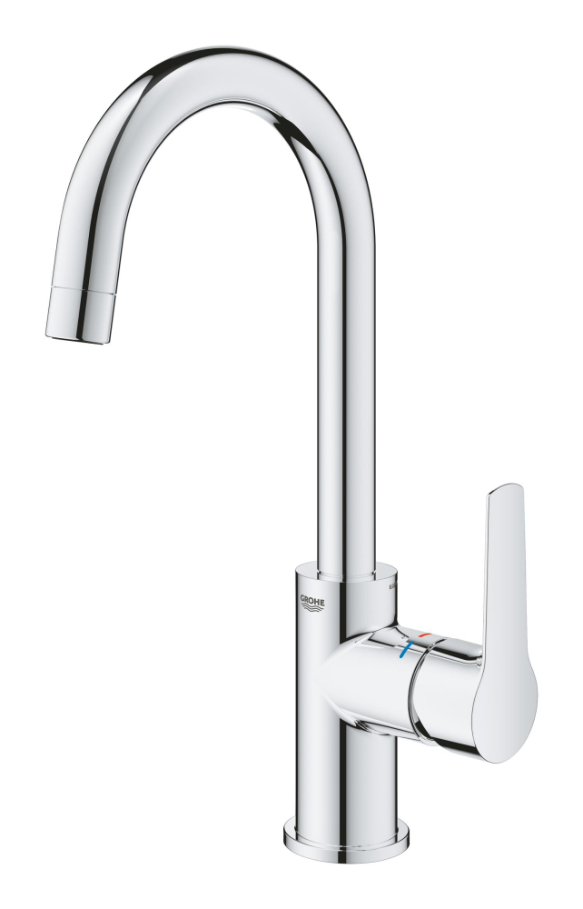 Baterie lavoar Grohe Start L monocomanda, cartus ceramic, pipa tip U, pivotanta, set evacuare, limitator temperatura, crom [6]