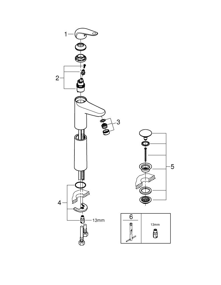 Baterie lavoar Grohe Swift XL monocomanda, cartus ceramic, crom [4]
