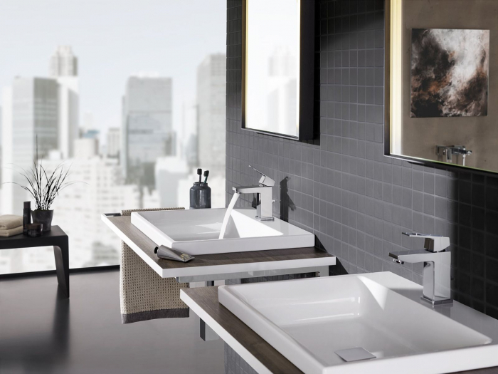 Baterie lavoar marimea M cartus ceramic set evacuare cu tija aerator cromata Grohe Eurocube [3]