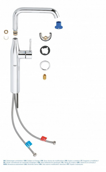 Baterie lavoar montaj pe blat marimea XL furtunuri flexibile Grohe Essence New [5]