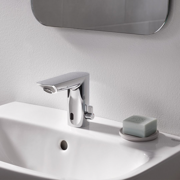 Baterie lavoar cu senzor cu mixare cromata furtunuri flexibile Grohe Bau Cosmopolitan E [5]