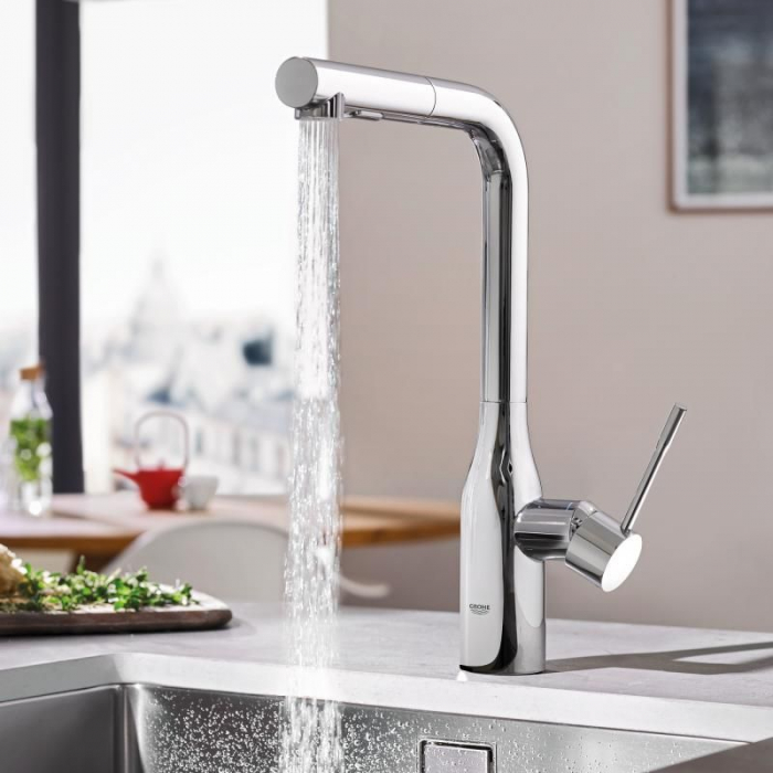 Baterie bucatarie dus extractabil cartus ceramic anti-calcar cromata Grohe Essence New [2]
