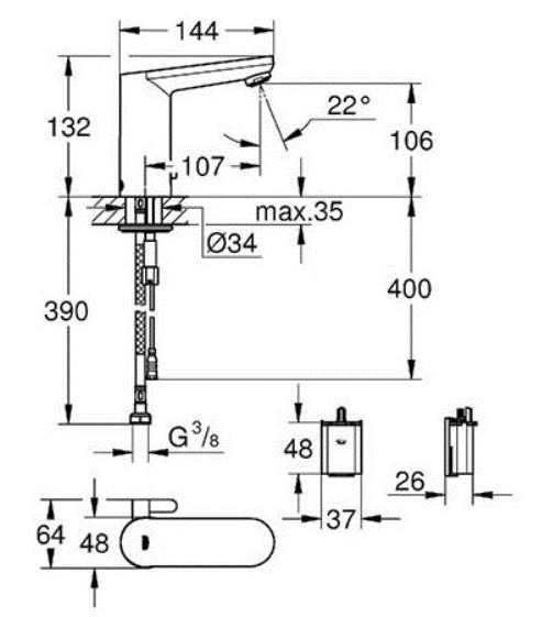 Baterie pentru lavoar cu senzor Grohe Eurosmart Cosmopolitan CE 6V [4]