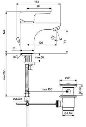 Baterie pentru lavoar Ideal Standard Ceraplan III Grande [4]