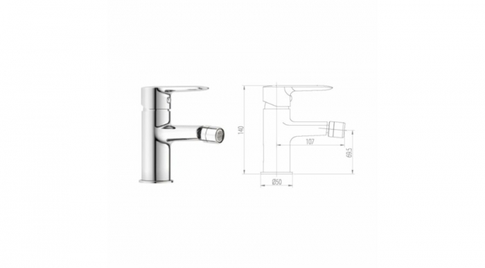 Baterie bideu cu ventil, cromata, Gladys [2]