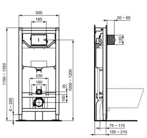 Bazin/cadru WC ingropat incastrat Prosys 120 N + clapeta de actionare Oleas M1 [3]