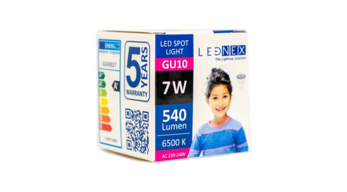 Bec led alb, GU10, 7W, 6500K, lumina rece, 220V, Lednex [3]