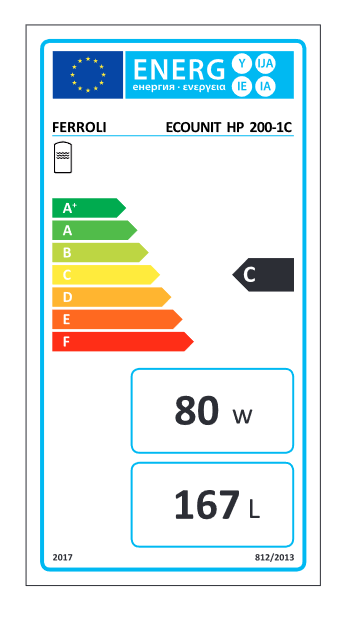Boiler cu acumulare Ferroli, din otel cu o serpentina, rezistenta de 2 kW, model Ecounit HP 200-1C  200 litri [3]