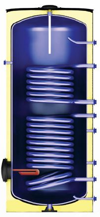 Boiler cu 2 serpentine FORNELLO SOL 500 LT 2S, pentru centrala termica si solar, montaj pe sol, izolatie termica, manta de protectie, flansa de vizitare [6]