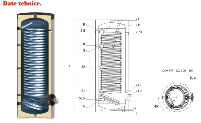 Boiler cu o serpentina extinsa pentru pompe de caldura 500 litri Radox DOX WT1 SXL [3]