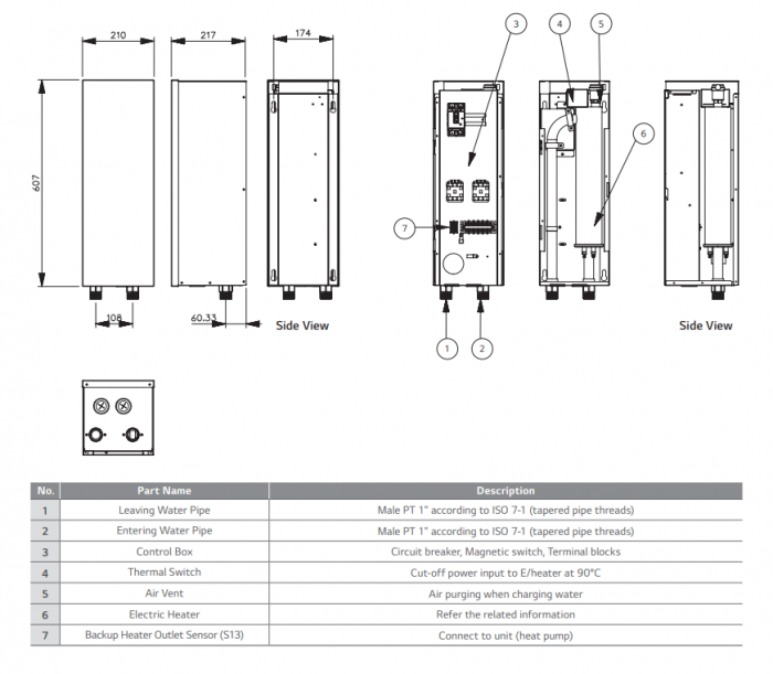 Incalzitor electric, 3 + 3 kW, pentru pompe de caldura monobloc LG Therma V [3]