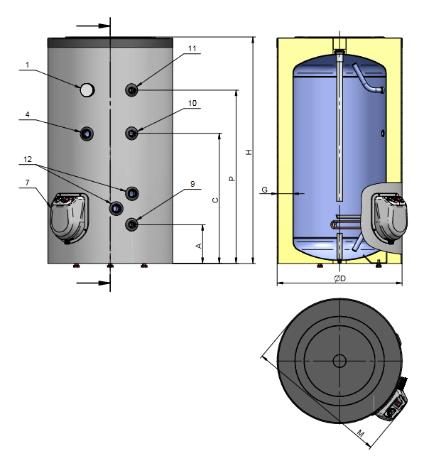 Boiler electric de pardoseala Eldom Titan 300 litri 9 kW [2]