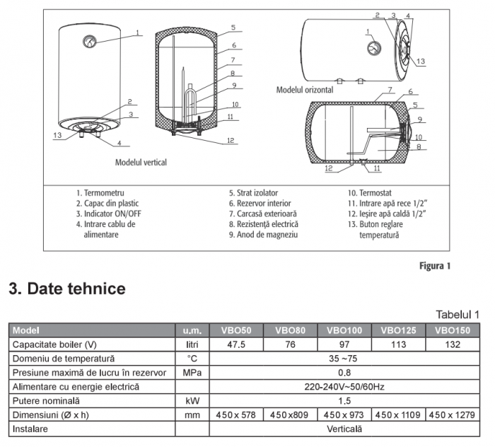 Boiler electric Ferroli, model E-GLASSTECH VBO 80 litri [2]