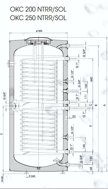 Boiler stativ indirect Drazice OKC 300 NTRR/SOL pentru sisteme solare, 300 litri, 10 bar, cu serpentina dubla [3]