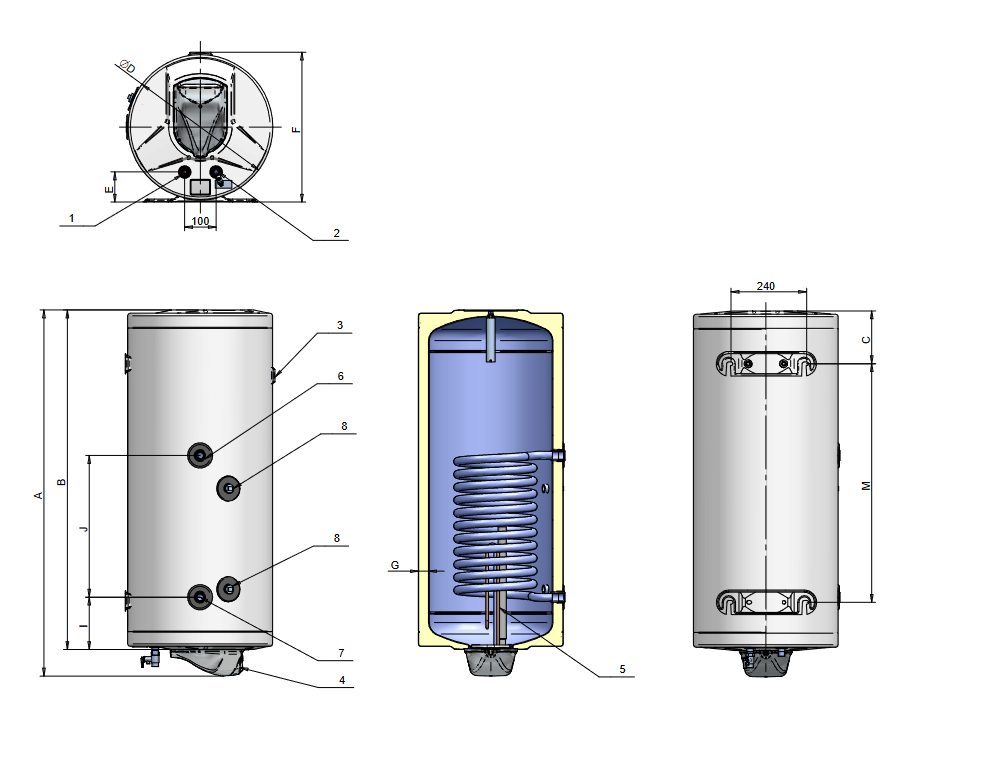 Boiler termoelectric Eldom seria Green Line 200 litri cu o serpentina pe stanga si rezistenta electrica 3 kW [2]