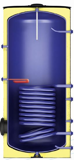 Boiler cu o serpentina FORNELLO SOL 150 LT 1S, pentru centrala termica si solar, montaj pe sol, izolatie termica, manta de protectie , flansa de vizitare [6]