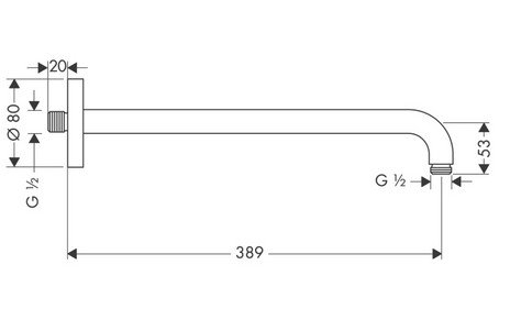Brat de perete Hansgrohe 389 mm crom [2]