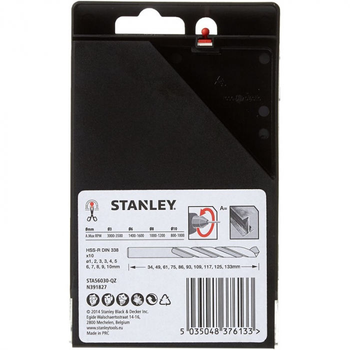 Set Burghie HSS-R Stanley STA56030, 1-10 mm, 10 piese [2]