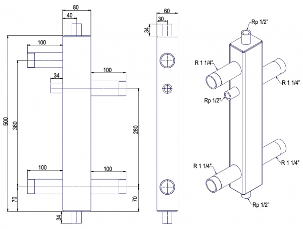 Butelie de egalizare 80/60 + izolatie - 4,5 mc/h, SINUS [2]