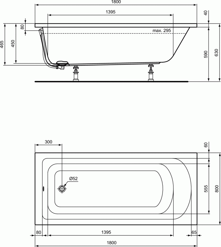 Panou frontal pentru cada 180 cm Ideal Standard gama Hotline [5]