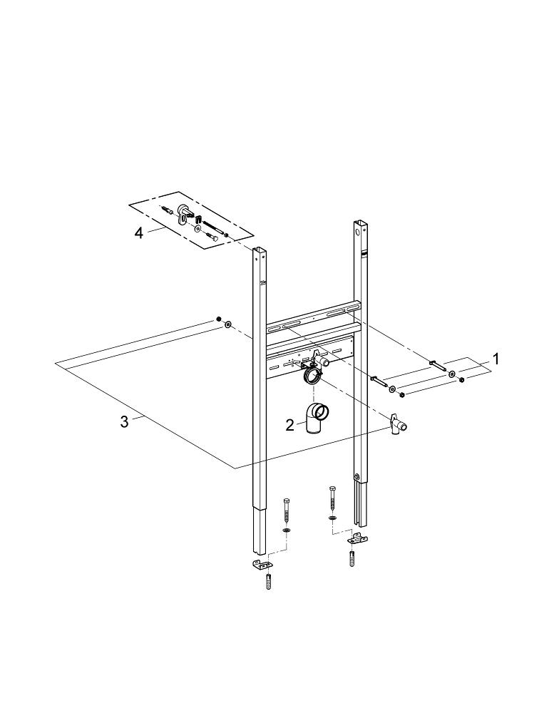 Cadru lavoar suspendat Grohe Rapid SL wb-project-element, wash, 1, 13 m, racorduri fixe, distanta variabila, otel [2]