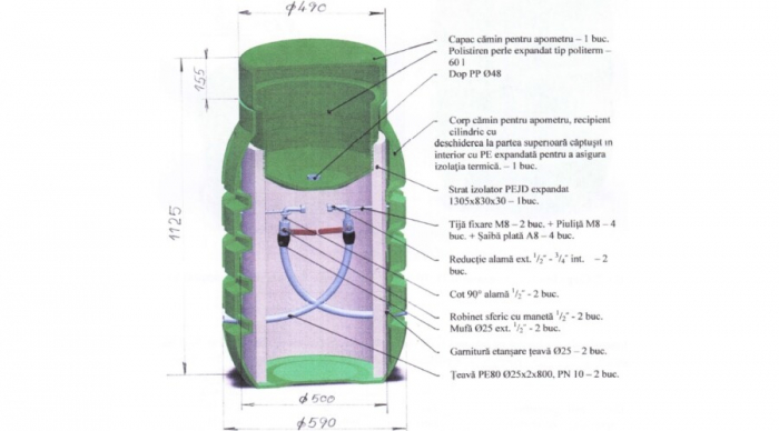 Camin apometru, din PE, DN 500 / 1100, echipat cu apometru DN 20, Somplast [2]