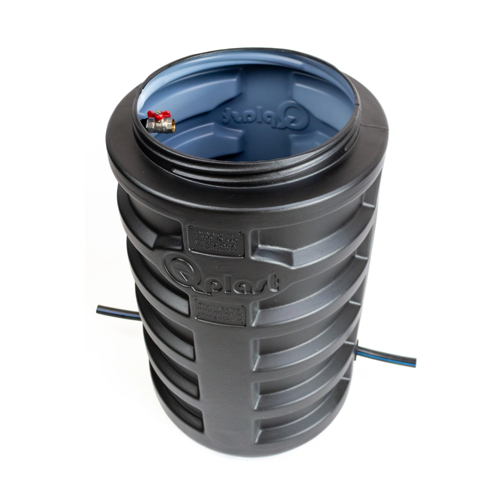 Camin apometru HDPE triplustrat D.560 H.1200 negru cu capac si instalatie 3/4" [2]