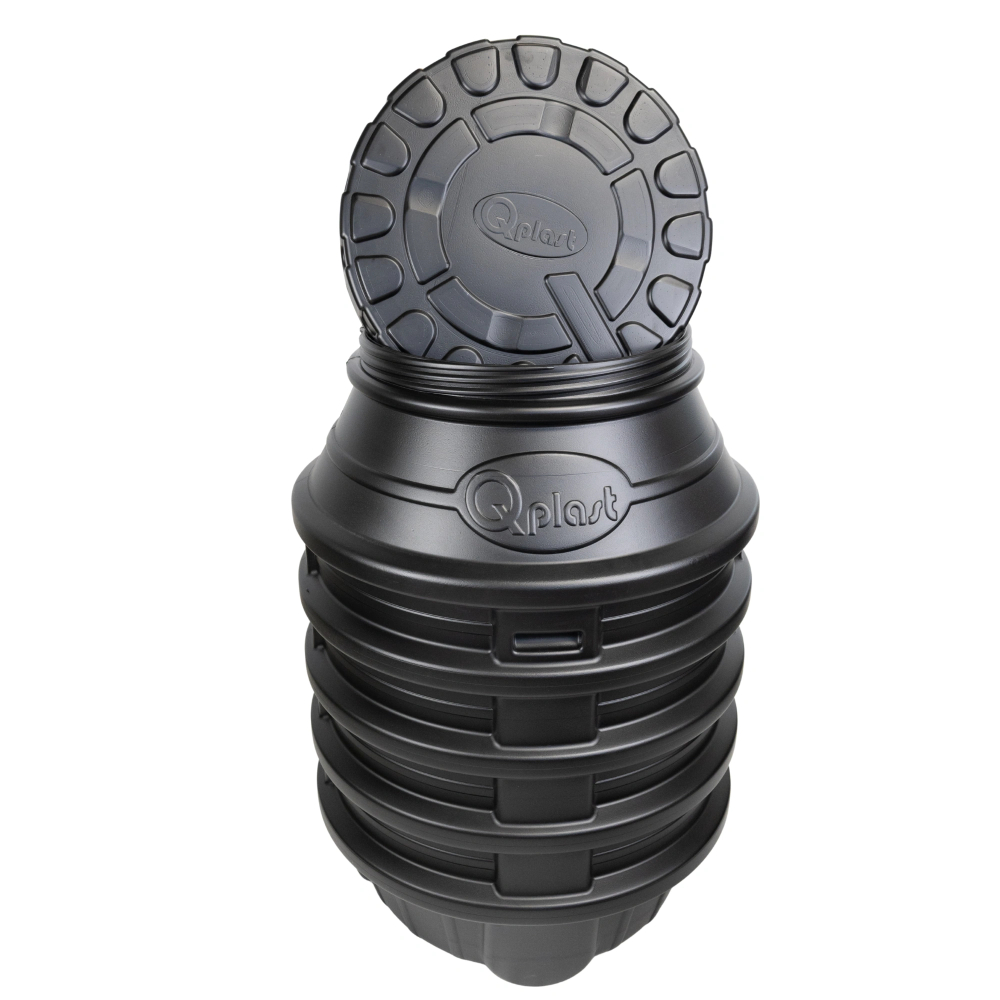 Camin apometru HDPE triplustrat D.800 H.1200 negru cu capac [2]