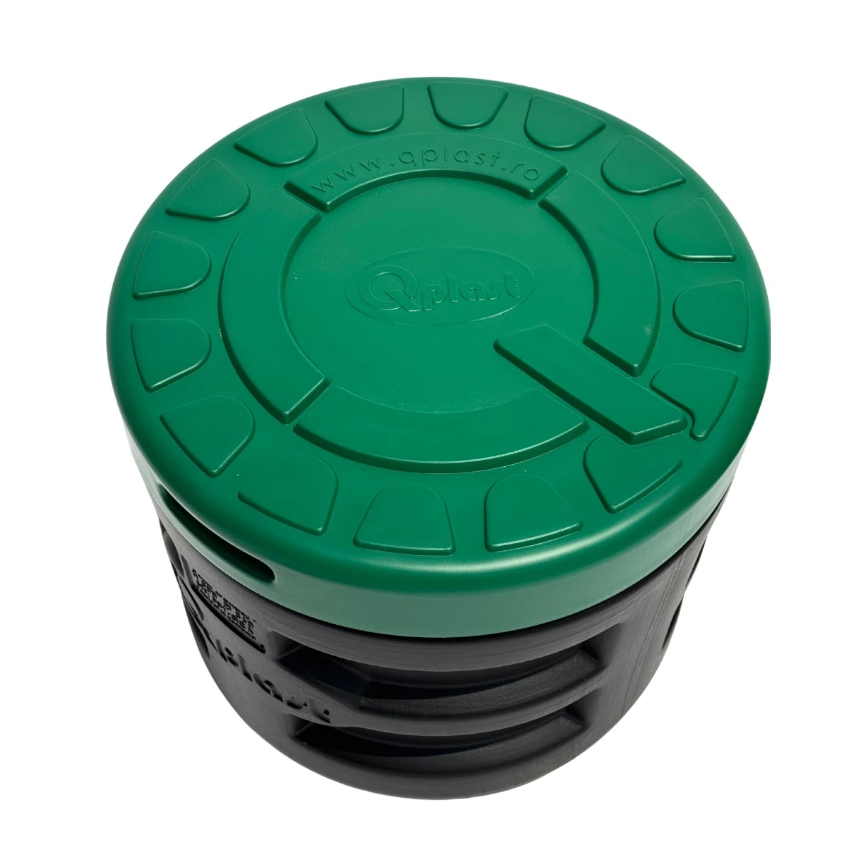 Camin HDPE triplustrat D.560 H.500 negru cu capac verde [2]