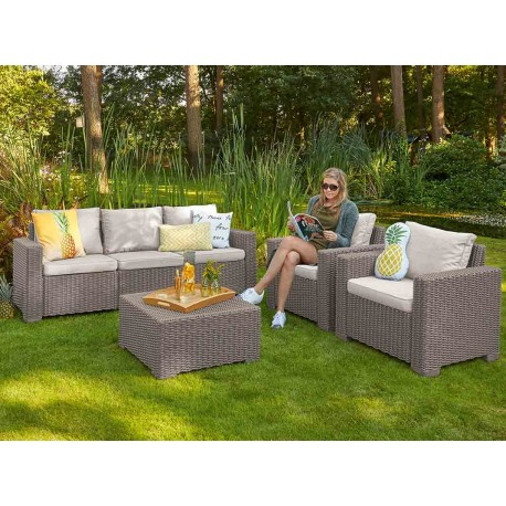 Set mobiler de gradina, cu canapea 3 locuri, cappucino, Keter California [4]