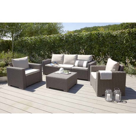 Set mobiler de gradina, cu canapea 3 locuri, cappucino, Keter California [6]