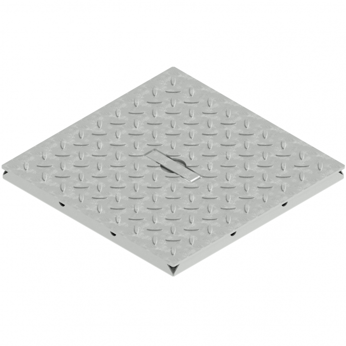 Capac otel zincat model BASE, patrat pentru camin A15 300x300 - Vodaland gama Drain [1]