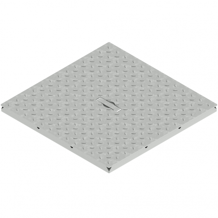 Capac otel zincat model BASE, patrat pentru camin A15 400x400 - Vodaland gama Drain [1]