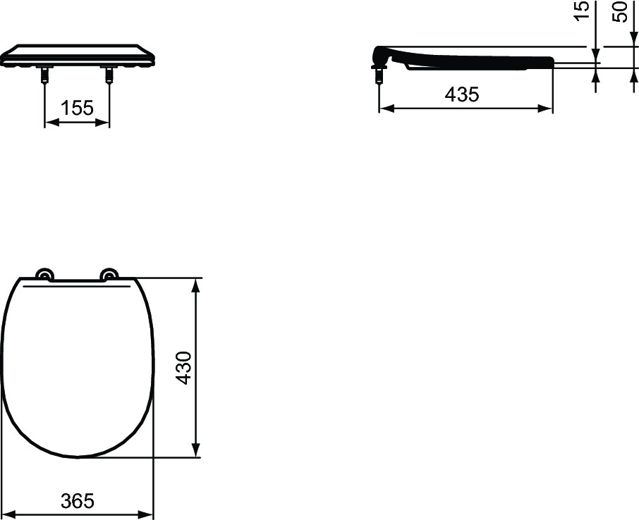 Capac pentru vas WC subtire cu balamale metalice duroplast Ideal Standard gama Connect Slim [2]