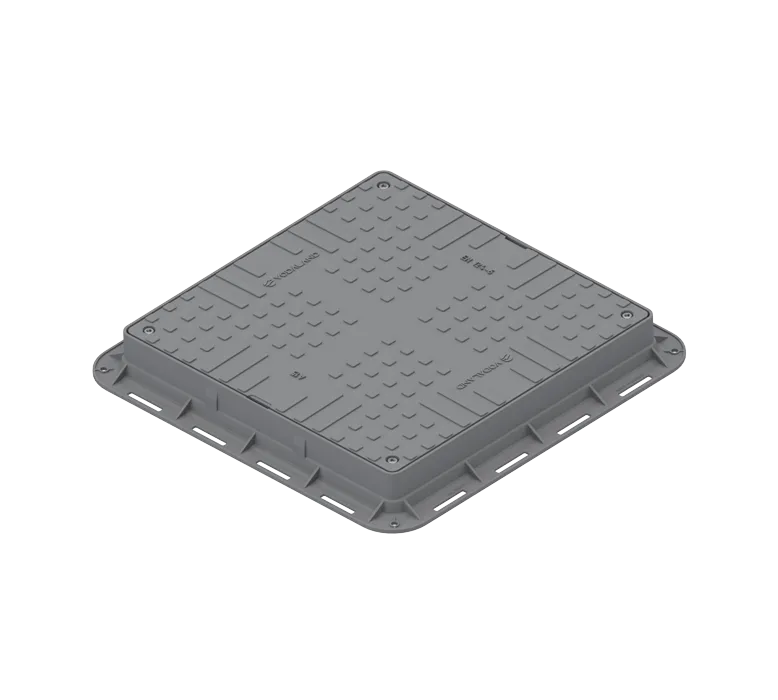 Capac din polipropilena gri patrat necarosabil 700x700 PL.550x550 Hext.80 cu 4 inchizatoare A15 - Vodaland gama Urban [1]