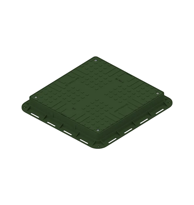 Capac din polipropilena verde patrat necarosabil 700x700 PL.550x550 Hext.80 cu 4 inchizatoare A15 - Vodaland gama Urban [1]