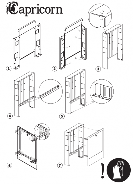 Caseta pentru distribuitor cu asamblare manuala, L=1135 mm, alba, Capricorn [2]