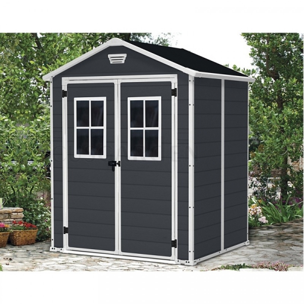 Casuta gradina Keter Manor 6x5, cu usa dubla, antracit [2]