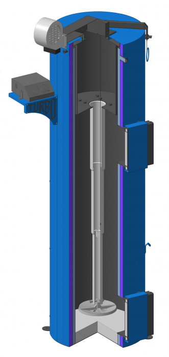 Cazan (centrala) pe combustibil solid tip lumanare Fornello Turbo 50 kW, cu ventilator si automatizare [5]