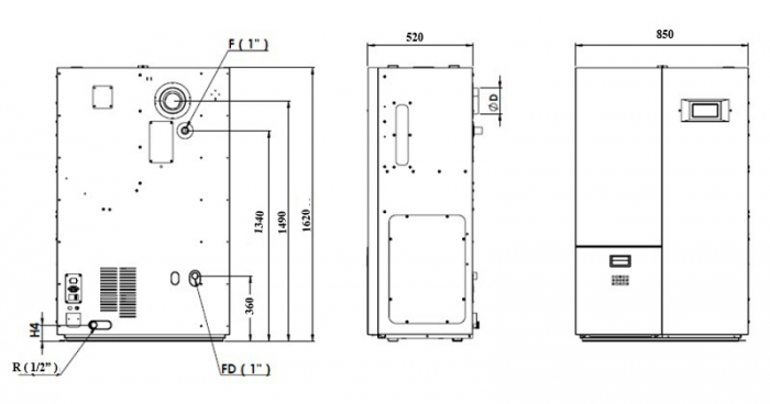Cazan din otel pe peleti cu arzator cilindric din otel-inox, Atlas PelleTech 34 - 34 kw [4]