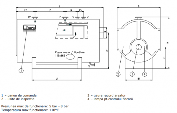 Cazan din otel, cu trei treceri de fum si fund umed, 1760 kW, 5 bar, Ivar Industry Trinox 1500 [2]